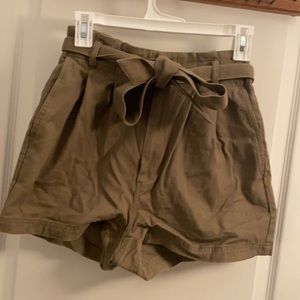 BDG olive green paper bag waist shorts